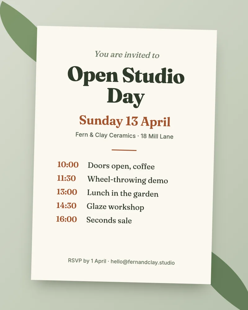 Open studio day invitation, After